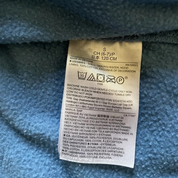 GAP KIDS YOUTH SIZE Small 6-7 BLUE FLEECE HOODIE SWEATSHIRT - Picture 8 of 12